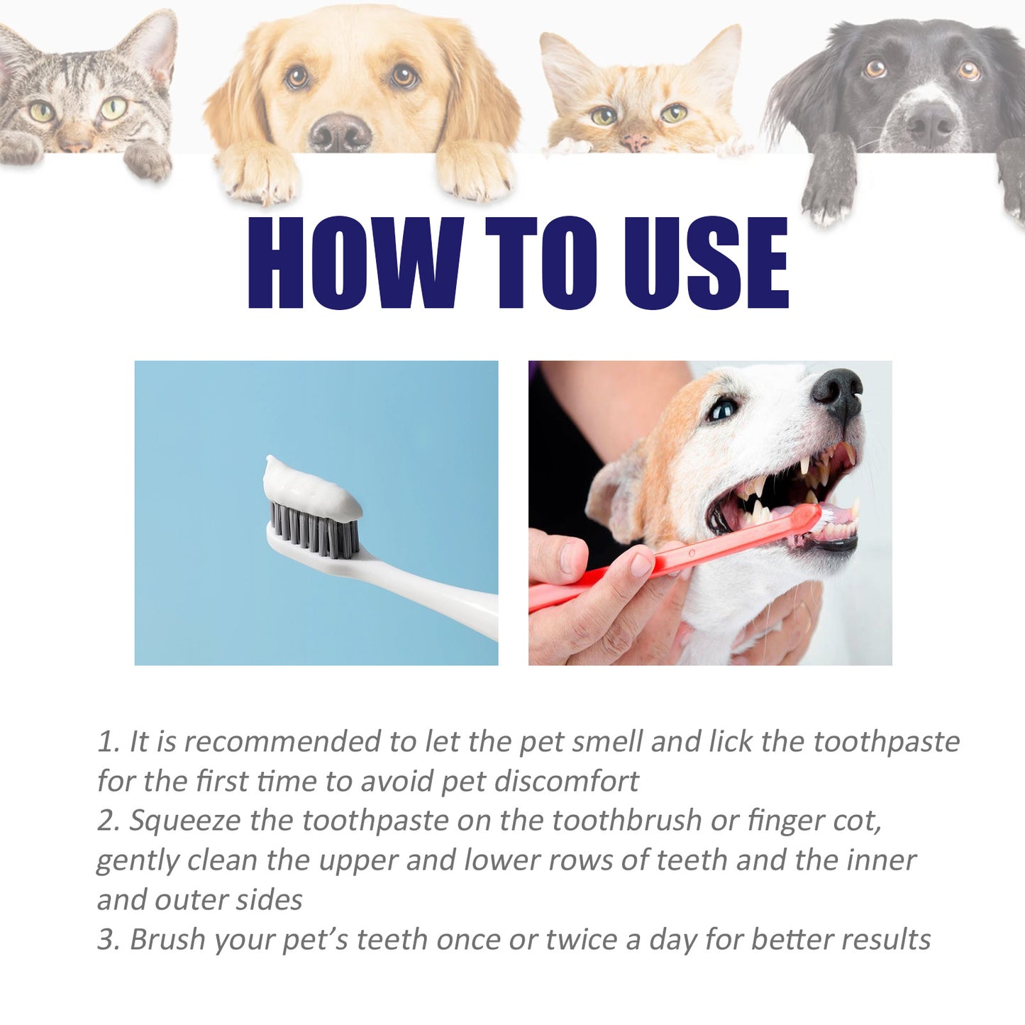 Oral Cleansing Cream For Pets, Clean Bad Breath Tartar Stains, Whitening Teeth Cream For Cats And Dogs