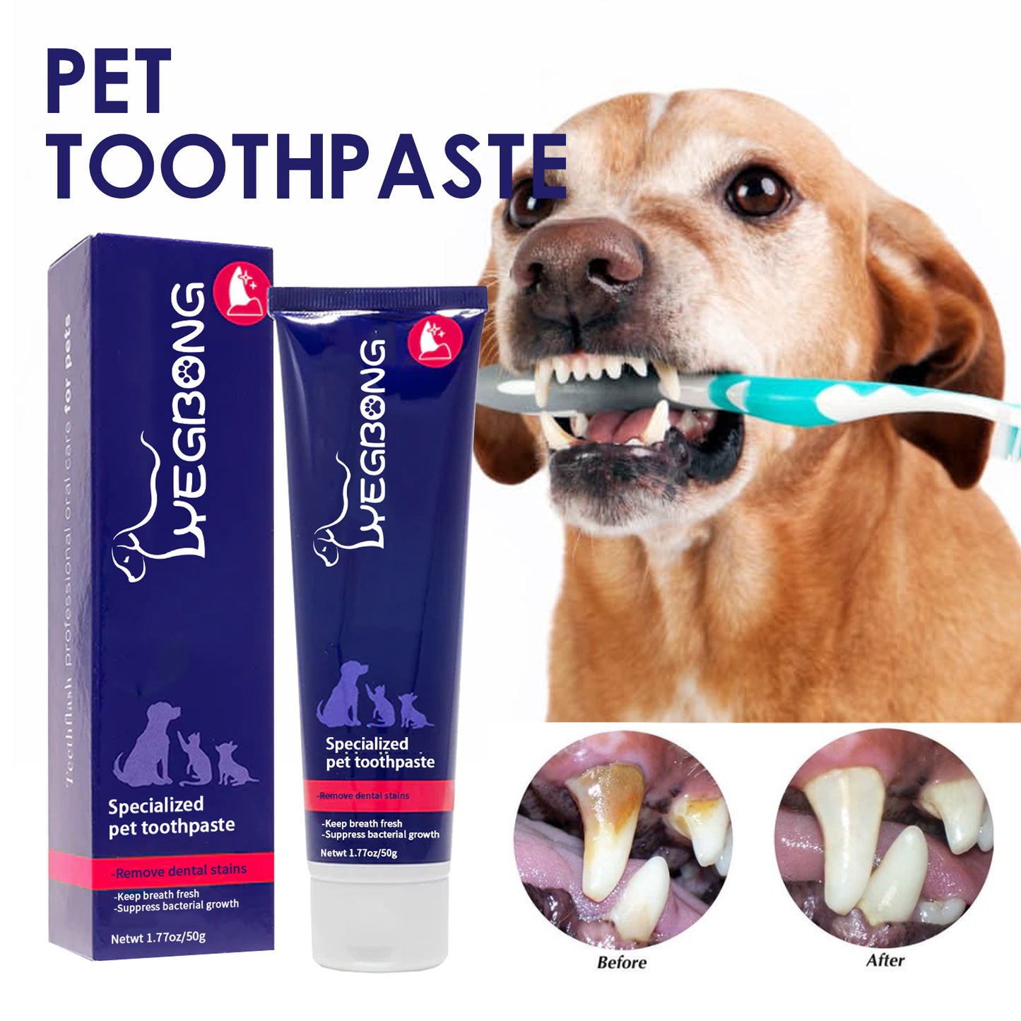 Oral Cleansing Cream For Pets, Clean Bad Breath Tartar Stains, Whitening Teeth Cream For Cats And Dogs