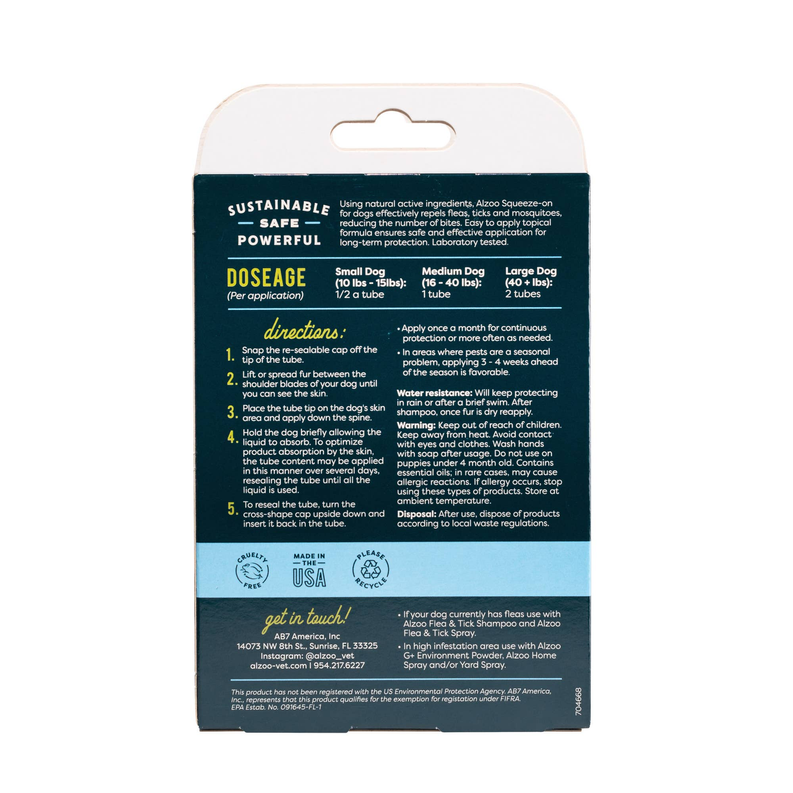 ALZOO Plant-Based Flea & Tick Repellent Squeeze-On