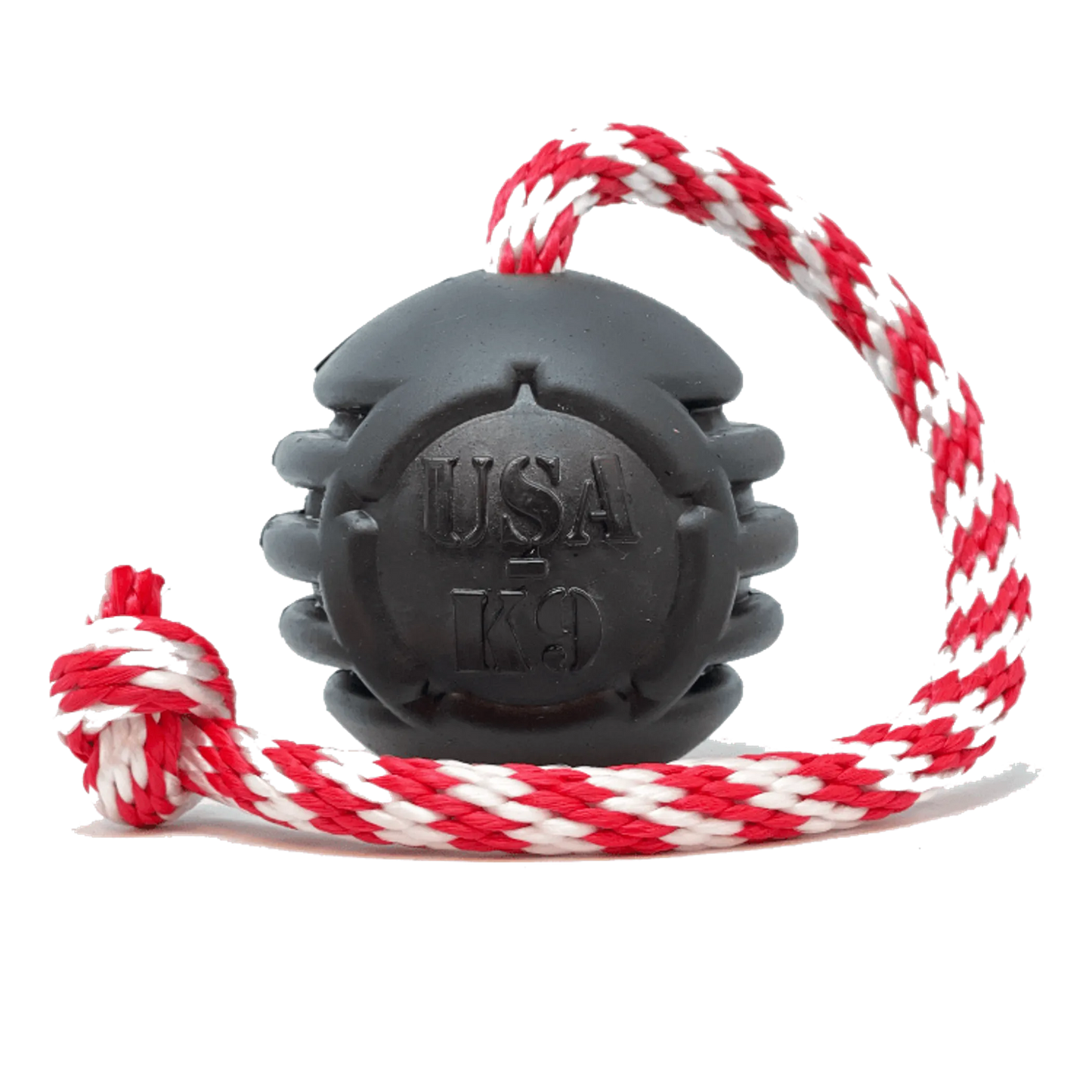 USA-K9 Magnum Black Stars and Stripes Ultra-Durable Rubber Chew Toy, Reward Toy, Tug Toy, and Retrieving Toy