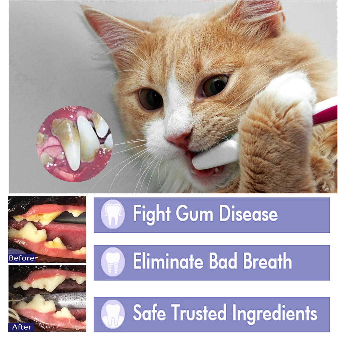 Oral Cleansing Cream For Pets, Clean Bad Breath Tartar Stains, Whitening Teeth Cream For Cats And Dogs
