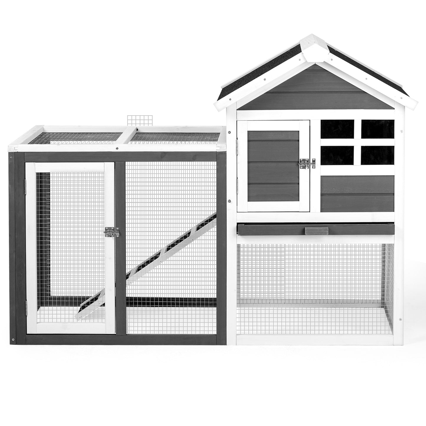 Wooden Rabbit House Outdoor Chicken House Indoor Rabbit Cage With Running, Guinea Pig House Pet House With Pull Out On Tray