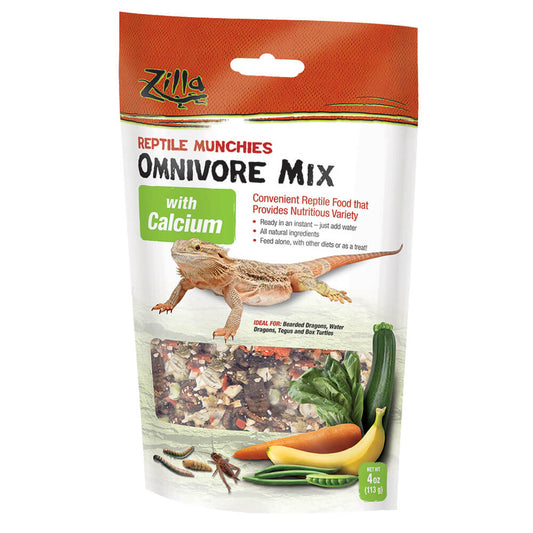 Zilla Reptile Munchies Omnivore with Calcium 4 ounces 5.875" x 2.75" x 9.5"