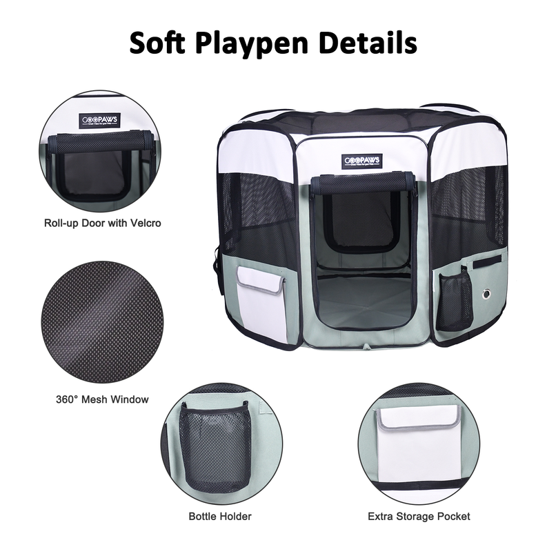 JESPET Pet Dog Playpens 36", 45" & 61" Portable Soft Dog Exercise Pen Kennel with Carry Bag for Puppy Cats Kittens Rabbits, Indoor/Outdoor Use