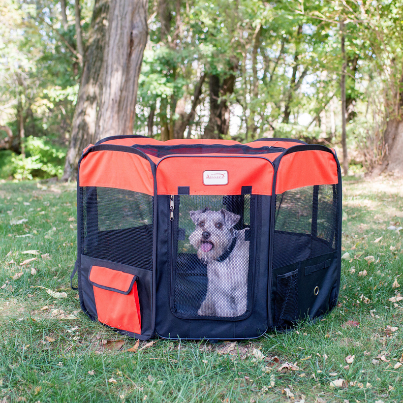 Armarkat PP002R-XL Portable Pet Playpen In Bk and Rd Combo