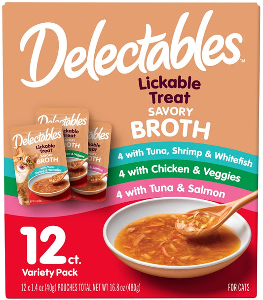 Hartz Delectables Savory Broth Lickable Treat for Cats Variety Pack