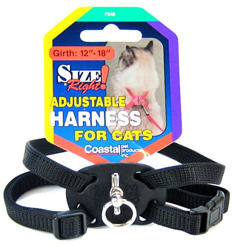 Coastal Pet Size Right Adjustable Harness for Cats Black