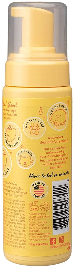 Pet Head No-Rinse Foam for Cats Lemonberry with Lemon Oil