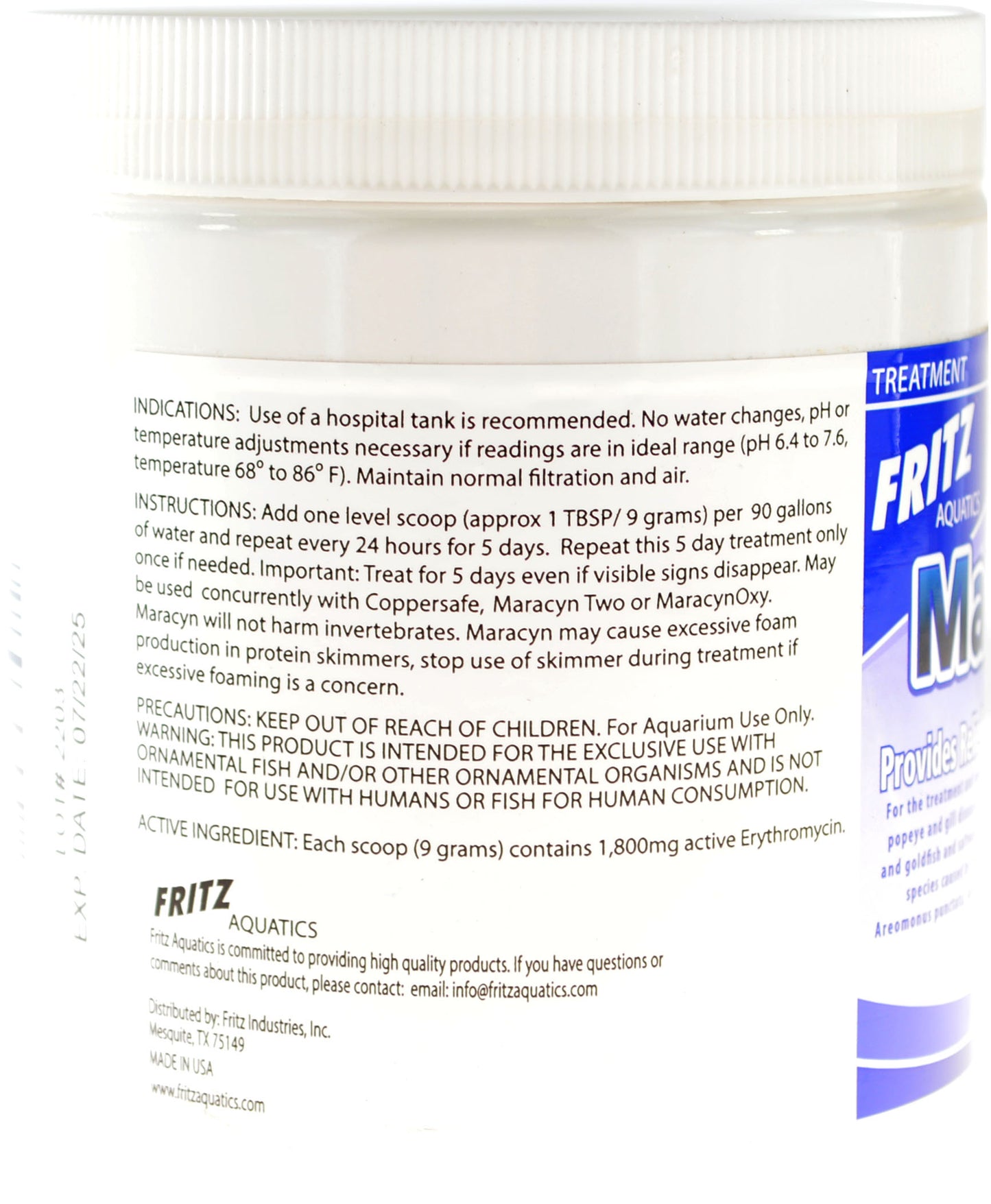 Fritz Aquatics Maracyn Bacterial Treatment Powder for Freshwater and Saltwater Aquariums Jar