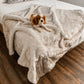 Paw PupProtector Cool Comfort Waterproof Throw Blanket White with Brown Accents