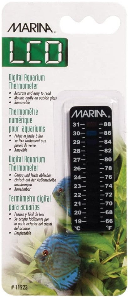 Marina LCD 3" Long Digital Aquarium Thermometer 66 to 88&deg; F